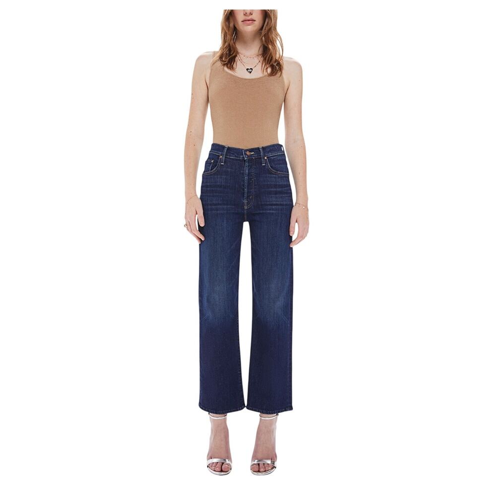 MOTHER Wide Leg Jeans in Dark Indigo Blue